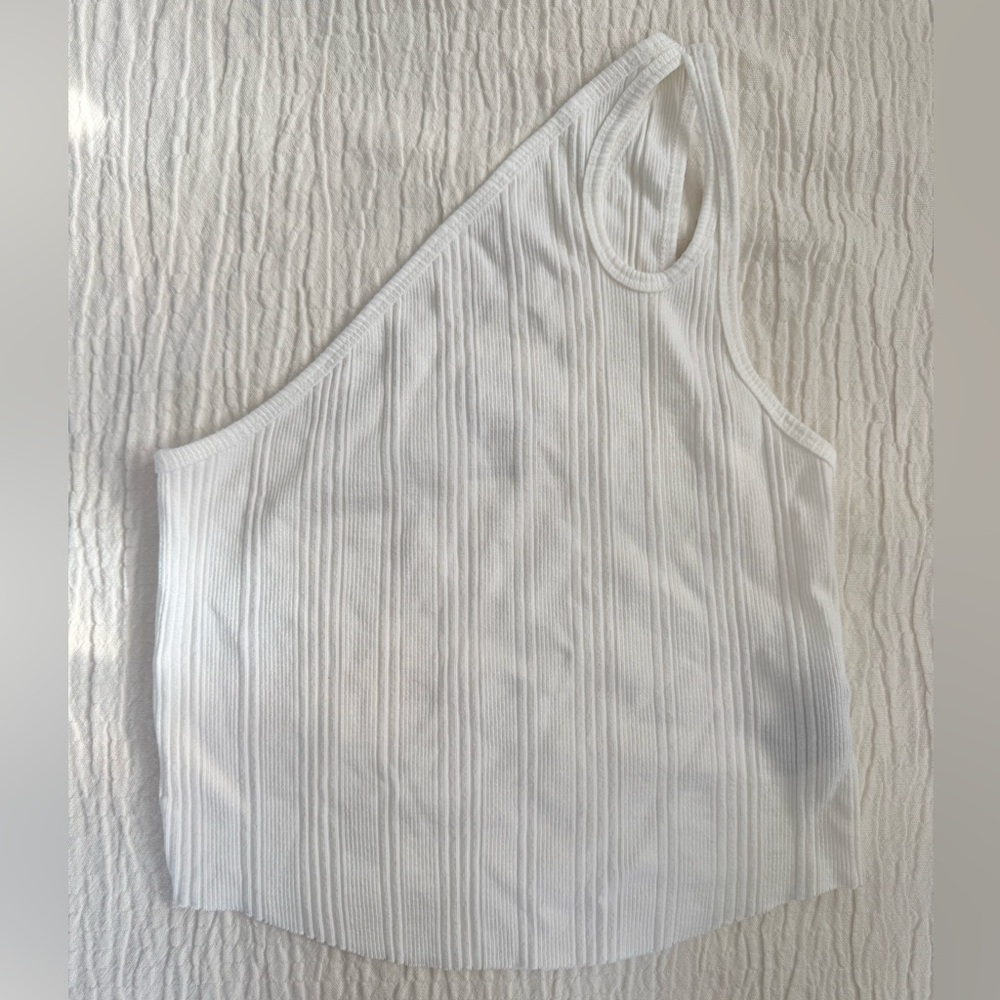 Urban Outfitters White Asymmetrical Ribbed Tank